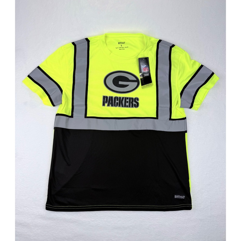 Buffalo Outdoors Green Bay Packers Hi-Vis Safety Shirt Mens Large ANSI Class 2